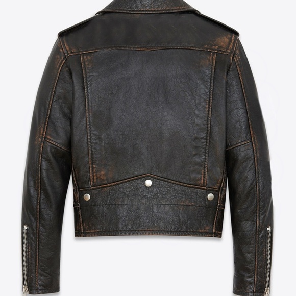 Saint Laurent Women's Dark Brown Leather Motorcycle Jacket SIZE 36 - Picture 2 of 3